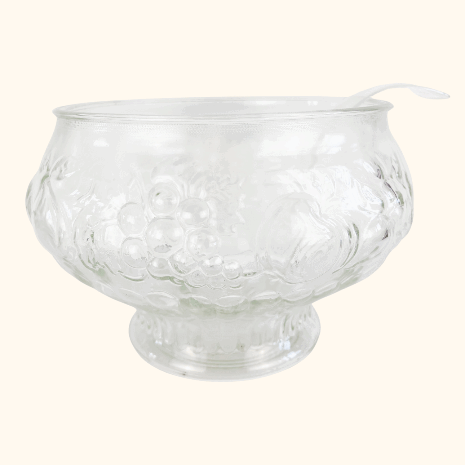 Vintage 1960s Jeanette Crystal Glass Fruit Punch Bowl Set Jeanette