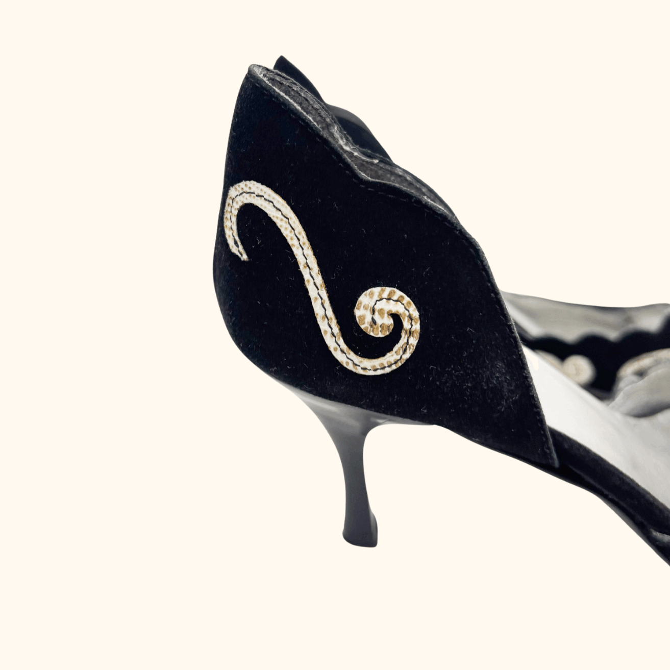 M&amp;S Per Una Black Suede Pointed Kitten Heel - Size 4 Per Una