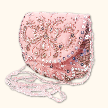 Pink Beaded Crossbody Bag