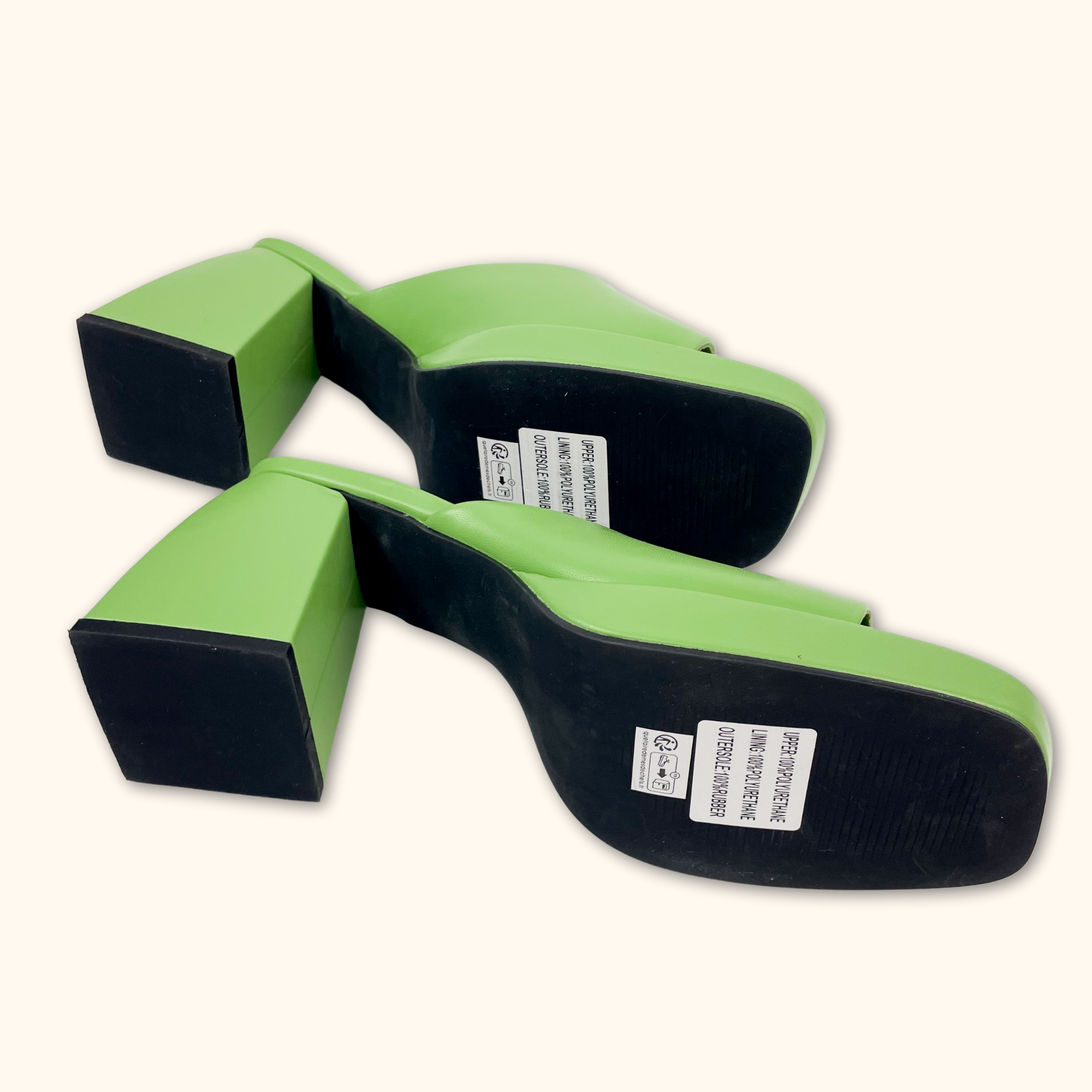 Na-kd Green Block Platform Heels - Size 8