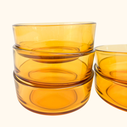 Vintage Amber Glass Snack Serving Bowls - Set of 5 Sunshine Thrift