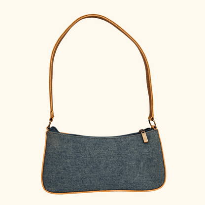 Brown Belt Blue Denim Shoulder Bag Sunshine Thrift