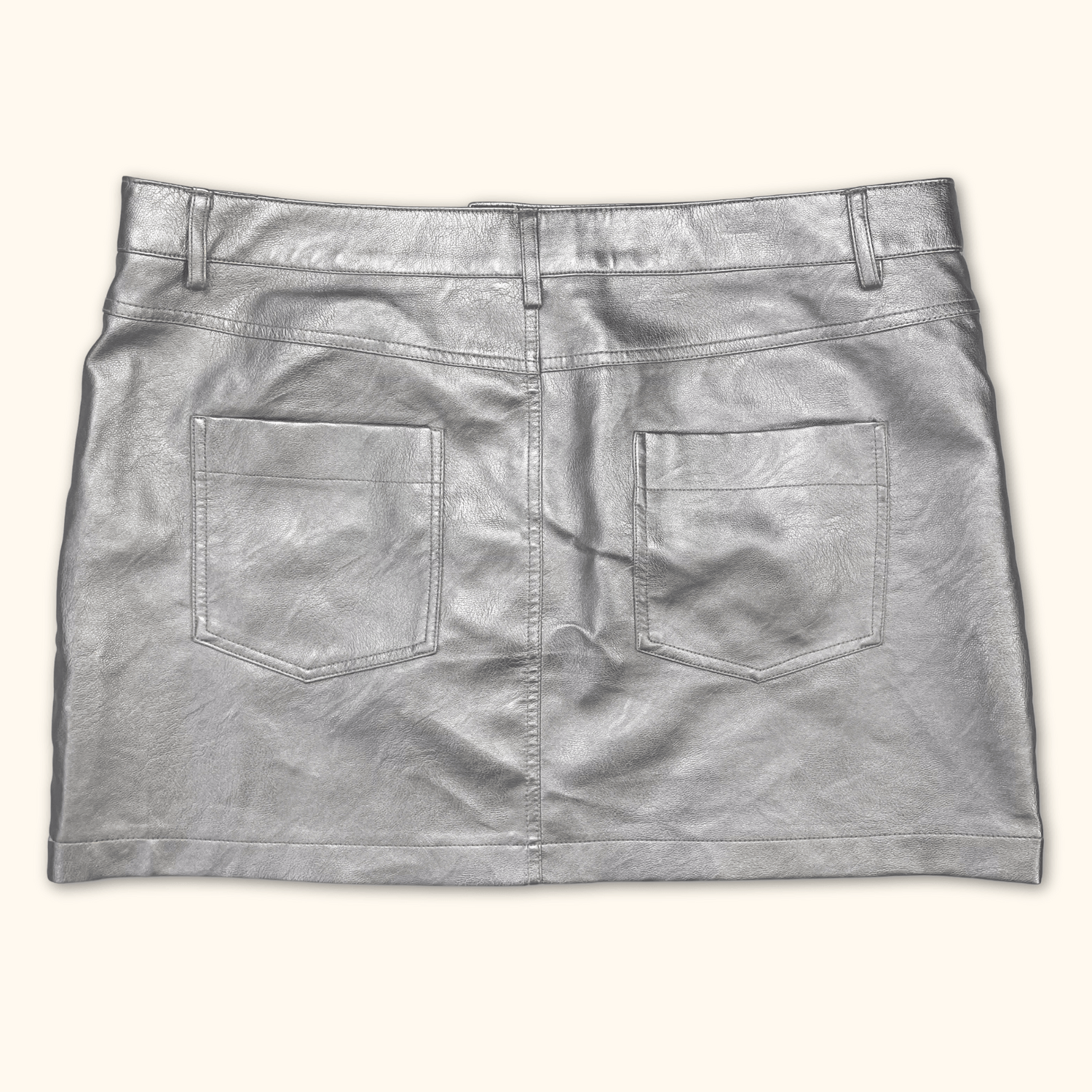 Topshop Silver Metallic Mini Skirt - Size 18