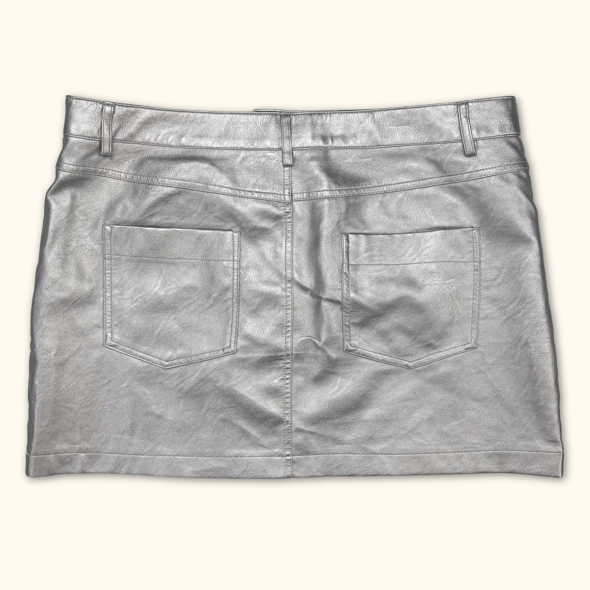 Topshop Silver Metallic Mini Skirt - Size 18
