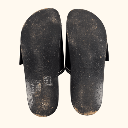 Cos Contrast Stitch Black Leather Slides - Size 7 Cos