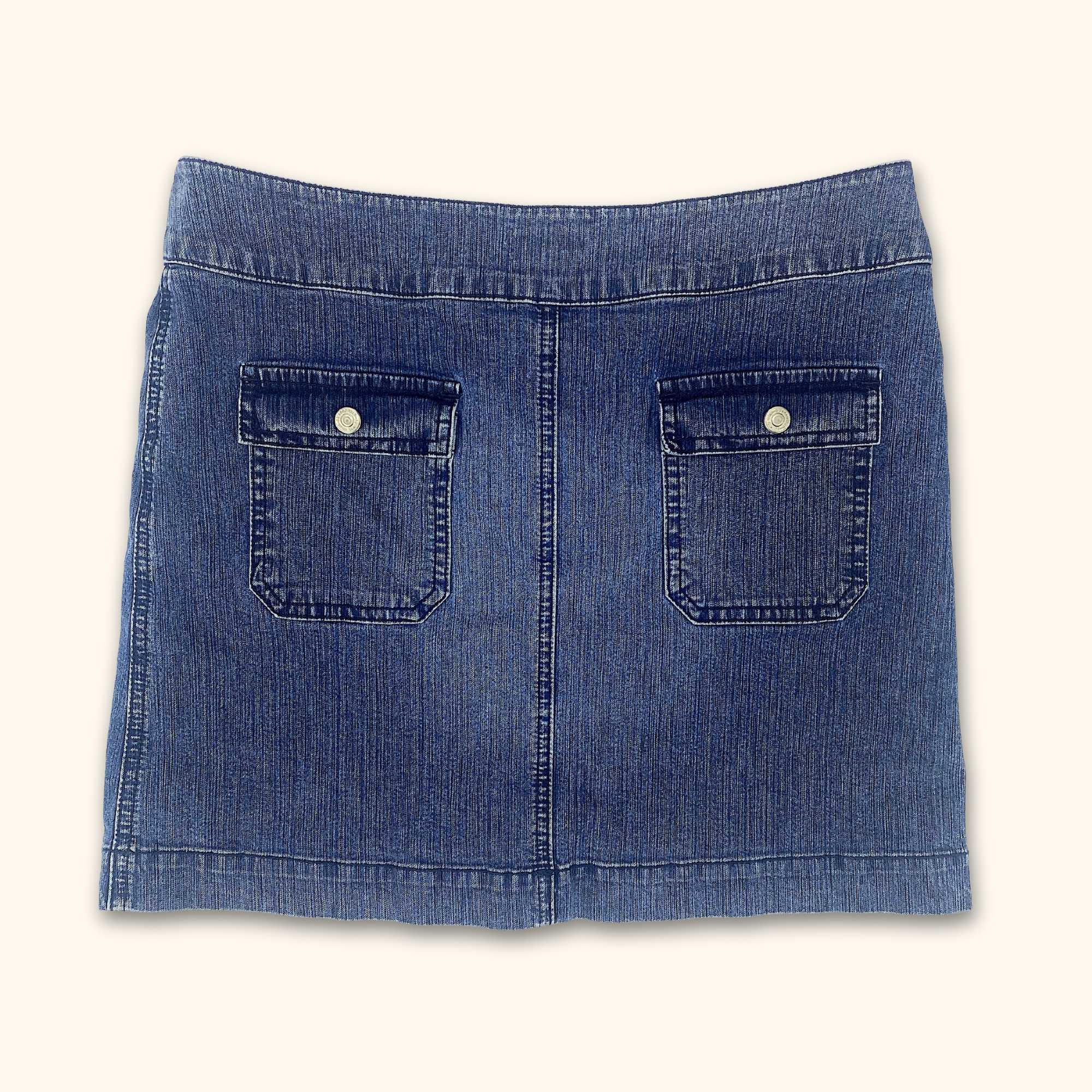 Vintage Mid Rise Blue Denim Mini Skirt - Size 10 - Oasis - Skirts