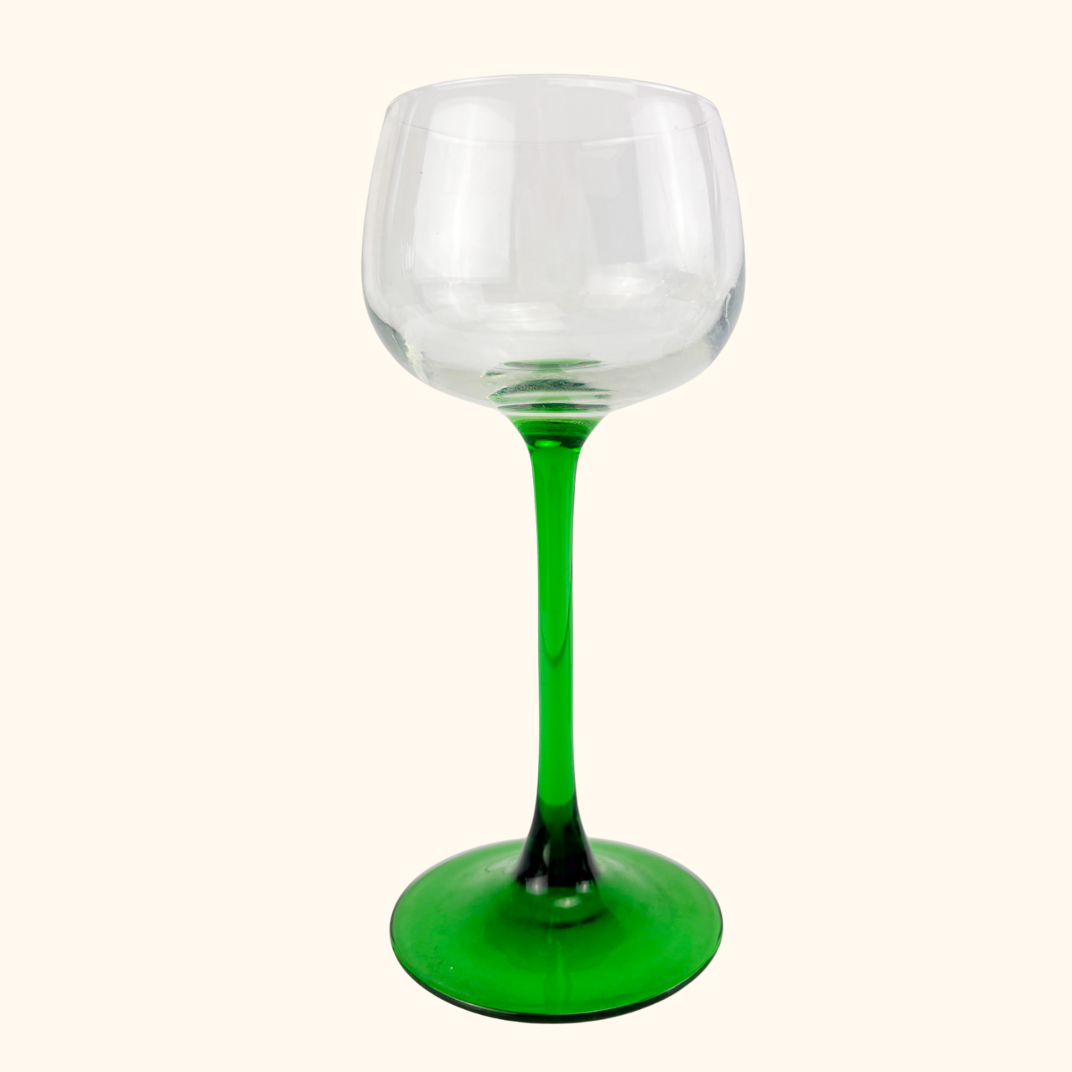 Vintage Luminarc French Green Stem Hock Wine Glasses Set of 4 Luminarc