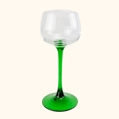 Vintage Luminarc French Green Stem Hock Wine Glasses Set of 4 Luminarc