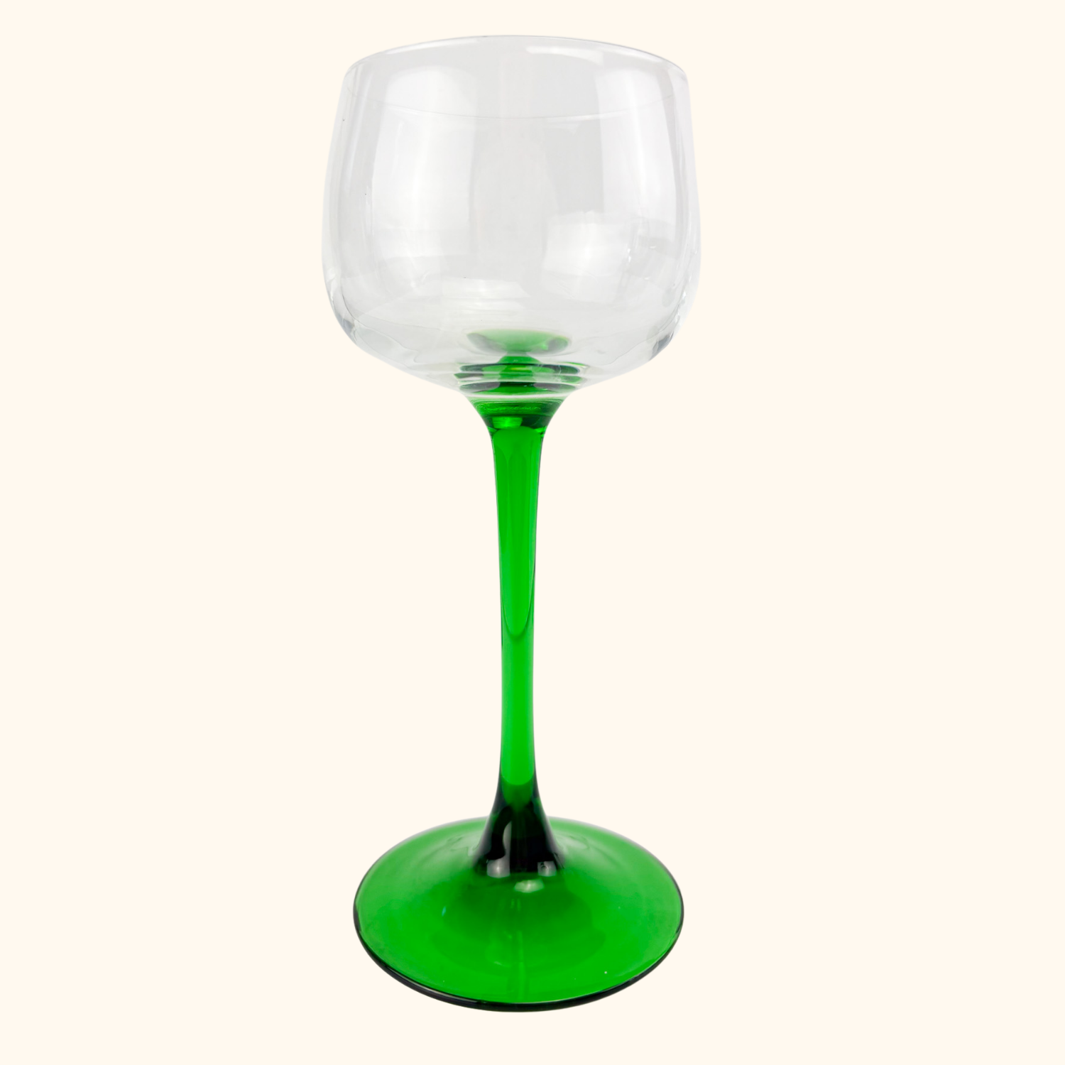 Vintage Luminarc French Green Stem Hock Wine Glasses Set of 4 Luminarc