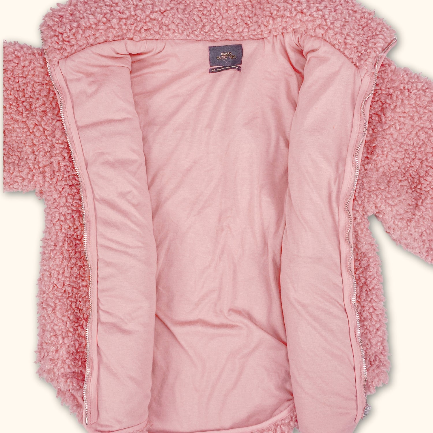 Urban Outfitters Rose Pink Borg Zip Up Jacket - Size Small -  - Coats &amp; jackets