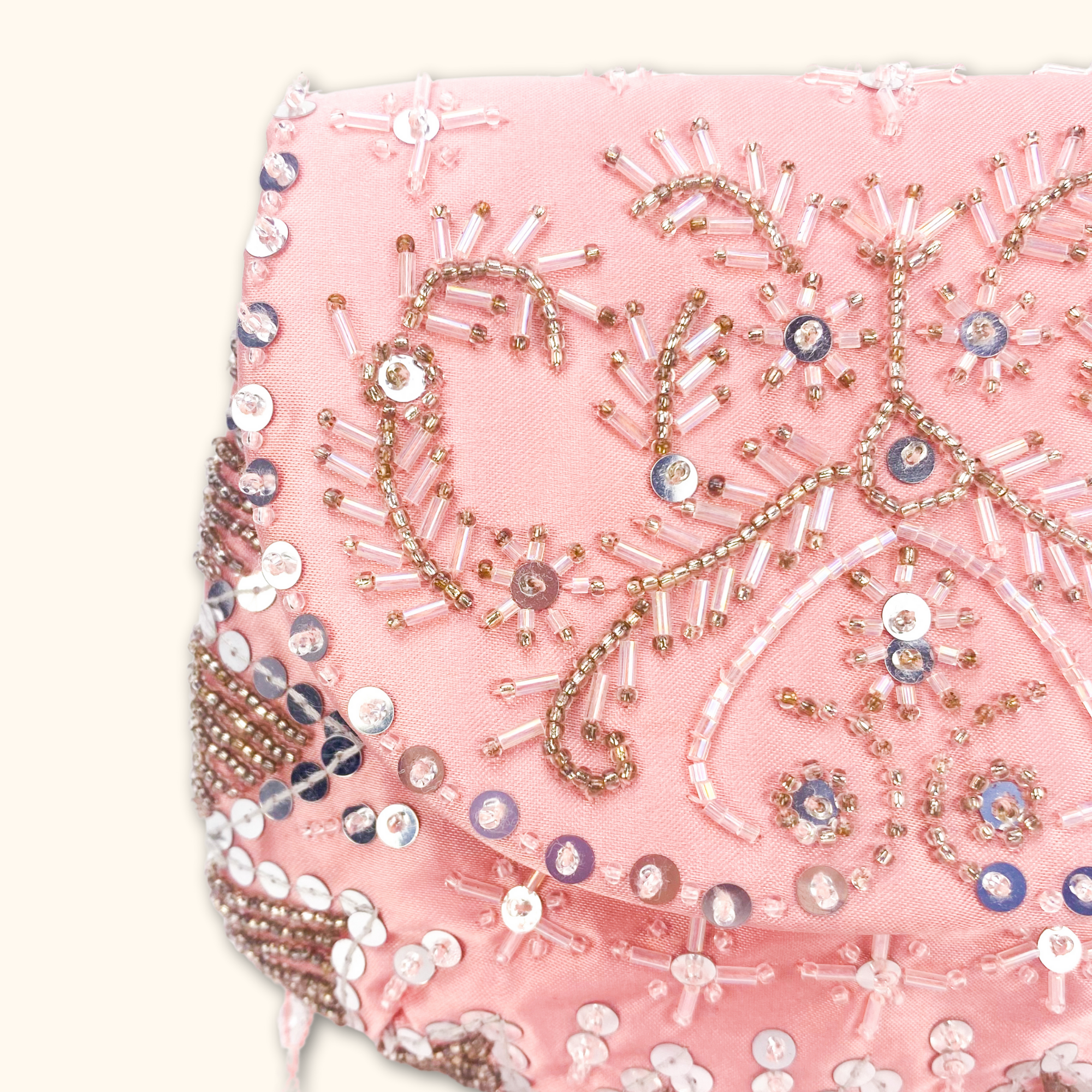 Pink Beaded Crossbody Bag