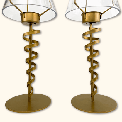 Gold Tea Light Twisted Tea Light Holders - Set of 2 -  - Candles &amp; candle holders