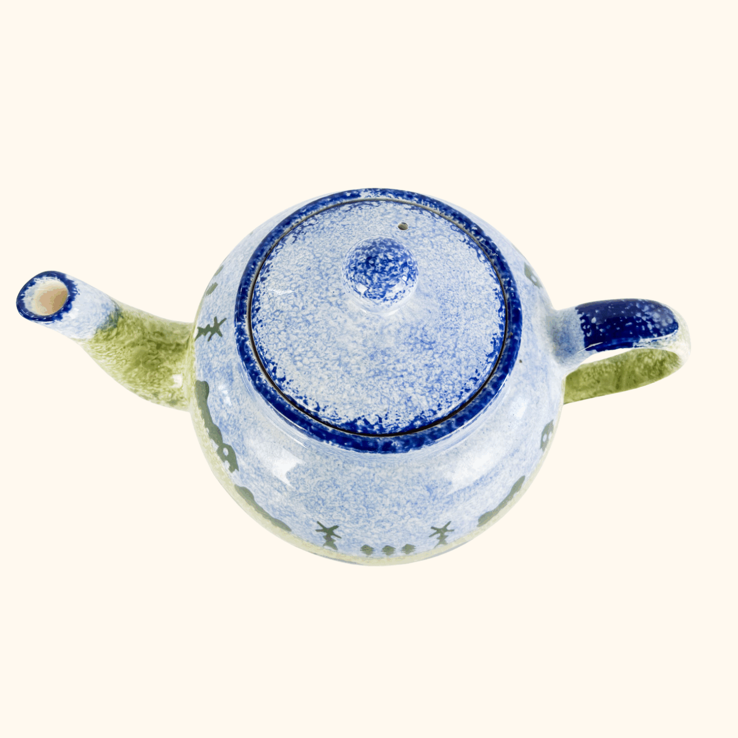 Price &amp; Kensington Spongeware Blue Sheep Ceramic Teapot P&amp;K