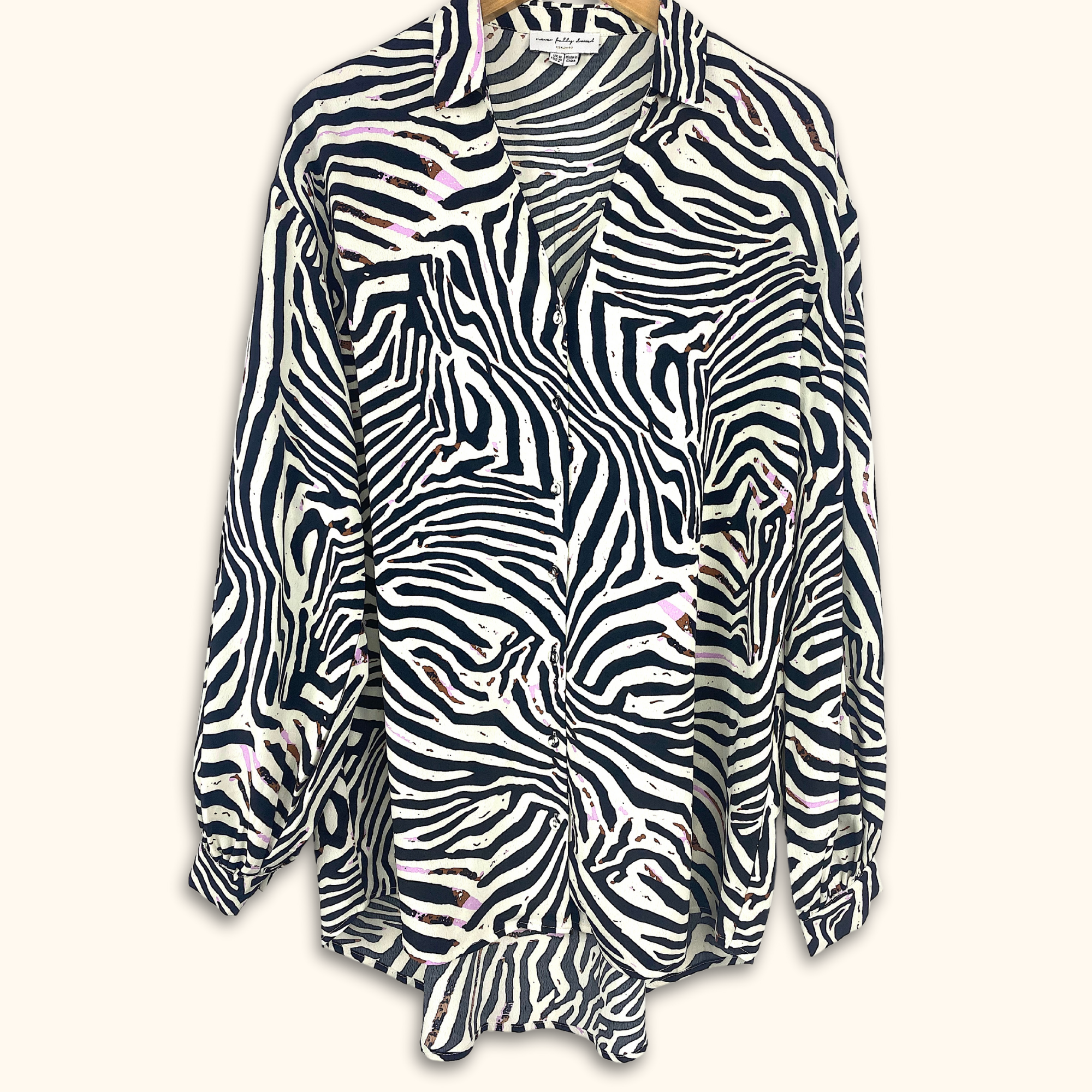 Never Fully Dressed Zebra Oversized Long Sleeve Shirt - Size 10 - Never fully dressed - Tops &amp; Shirts