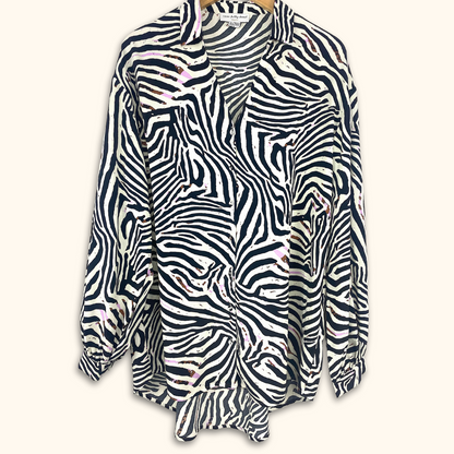 Never Fully Dressed Zebra Oversized Long Sleeve Shirt - Size 10 - Never fully dressed - Tops &amp; Shirts