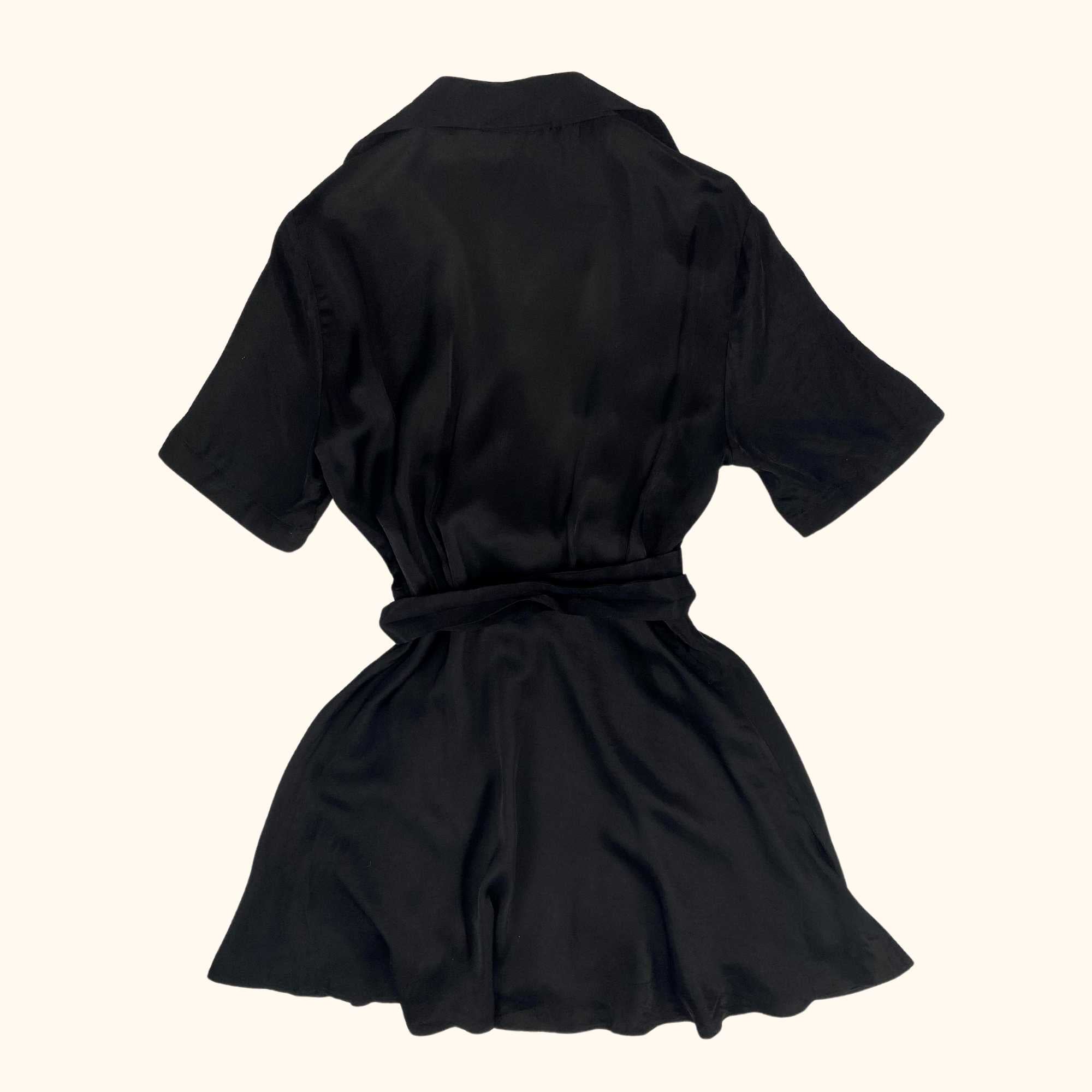 Zara Satin Wrap Around Black Dress - Size Small Sunshine Thrift Zara Satin Wrap Around Black Dress - Size Small Sunshine Thrift