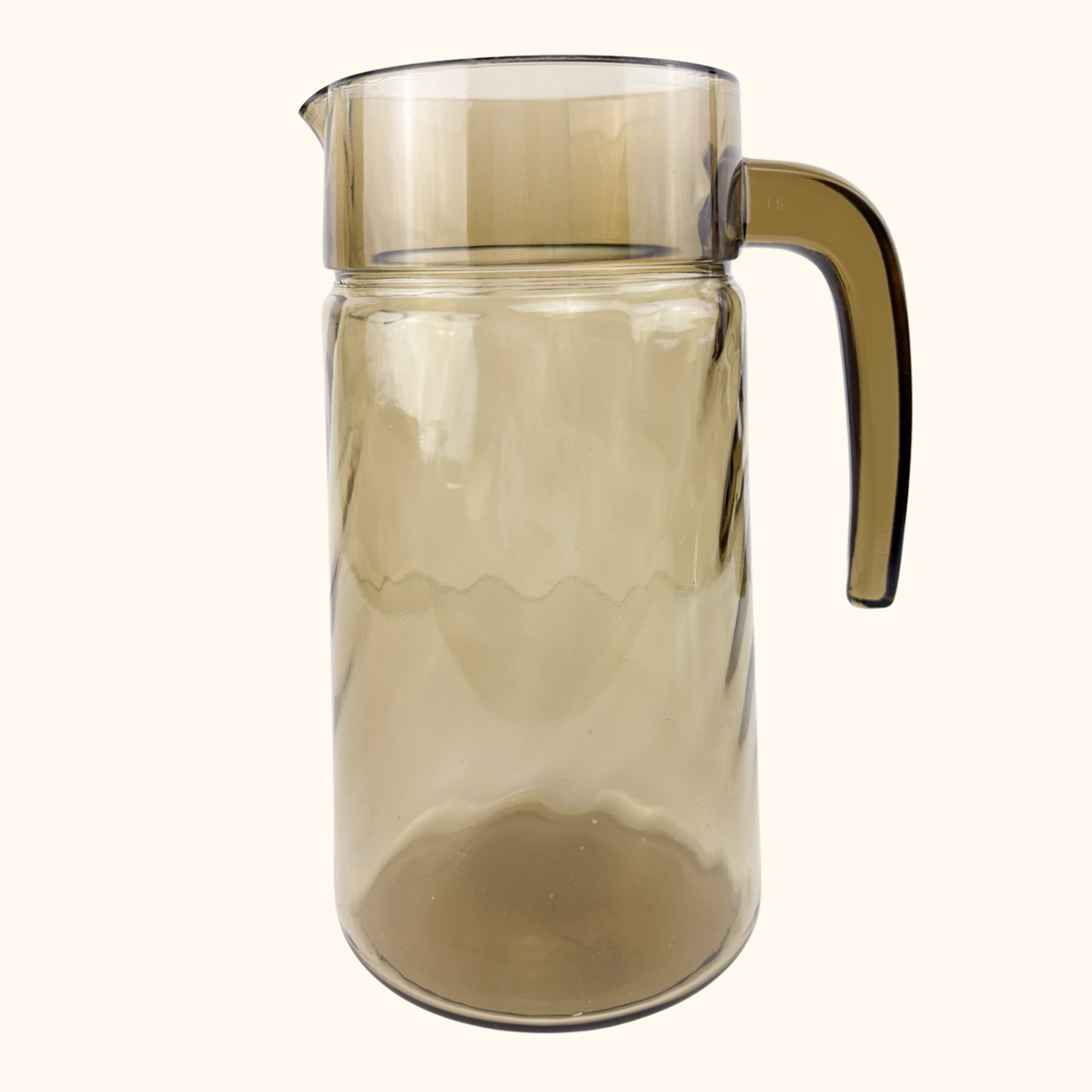 Vintage Arcoroc Rosaline Smoke Brown Glass Pitcher Sunshine Thrift