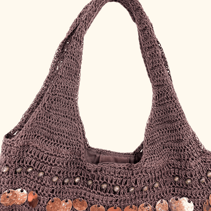 Vintage George Brown Crochet Sequin Bag