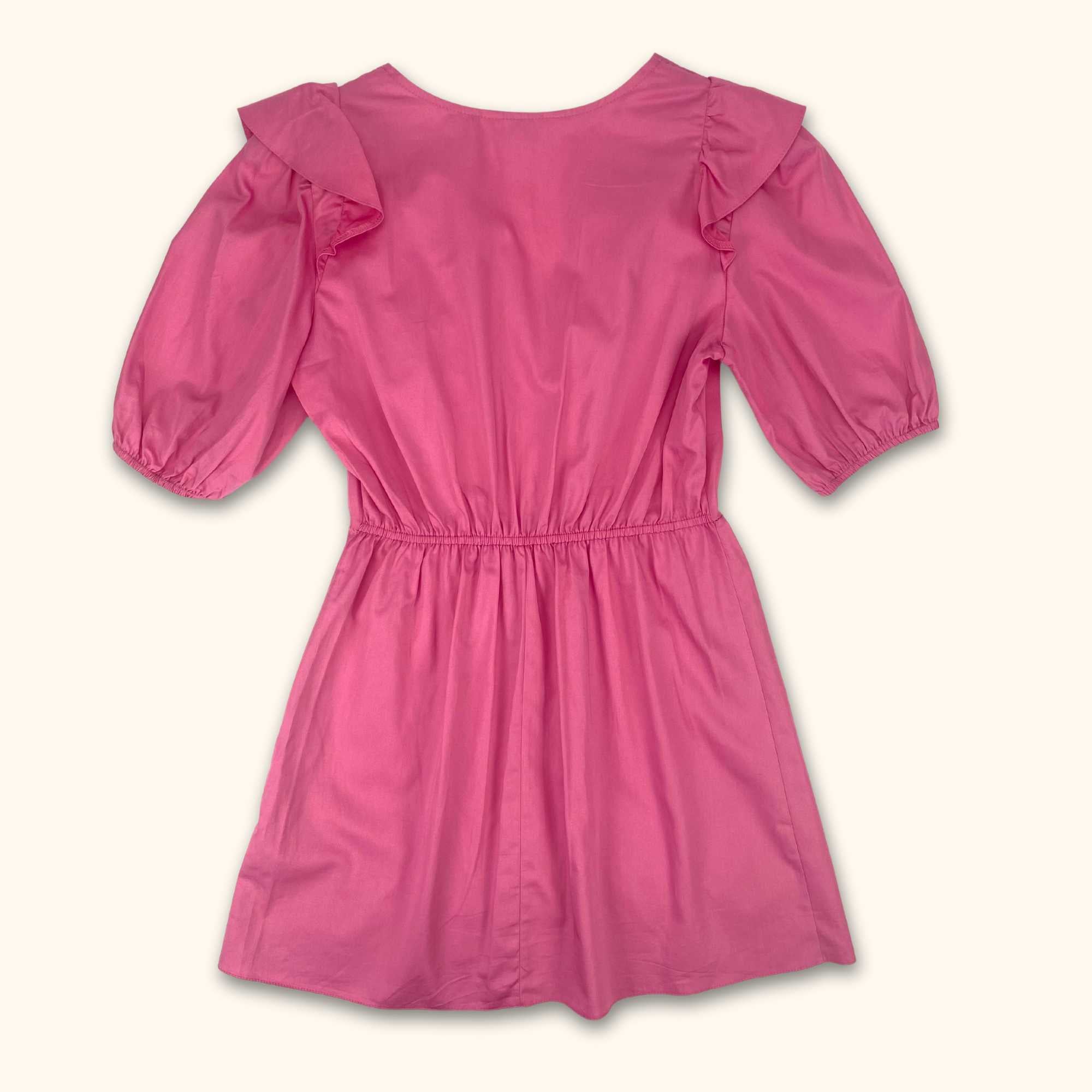 Miss Selfridge Pink Poplin Ruffle Mini Dress - Size Petite 8 - Miss selfridge - Dresses