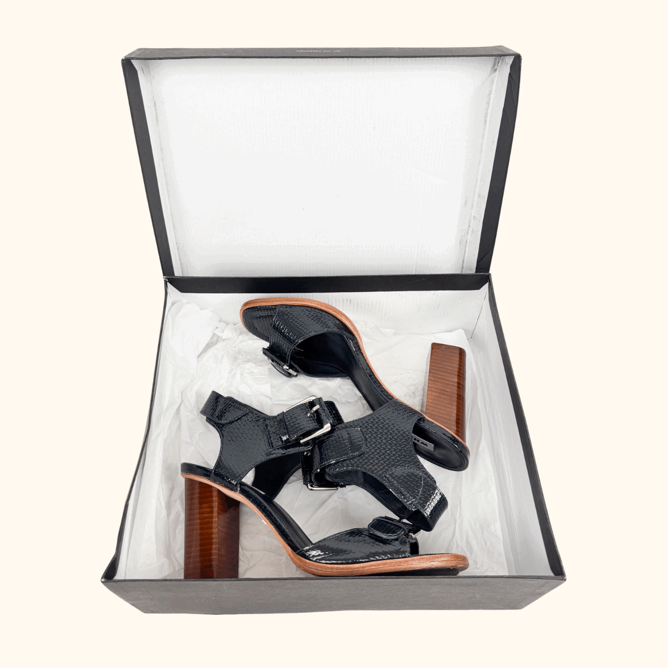 Whistles Navy Gia Block Heel Sandals - Size 6 Whistles