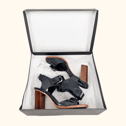 Whistles Navy Gia Block Heel Sandals - Size 6 Whistles
