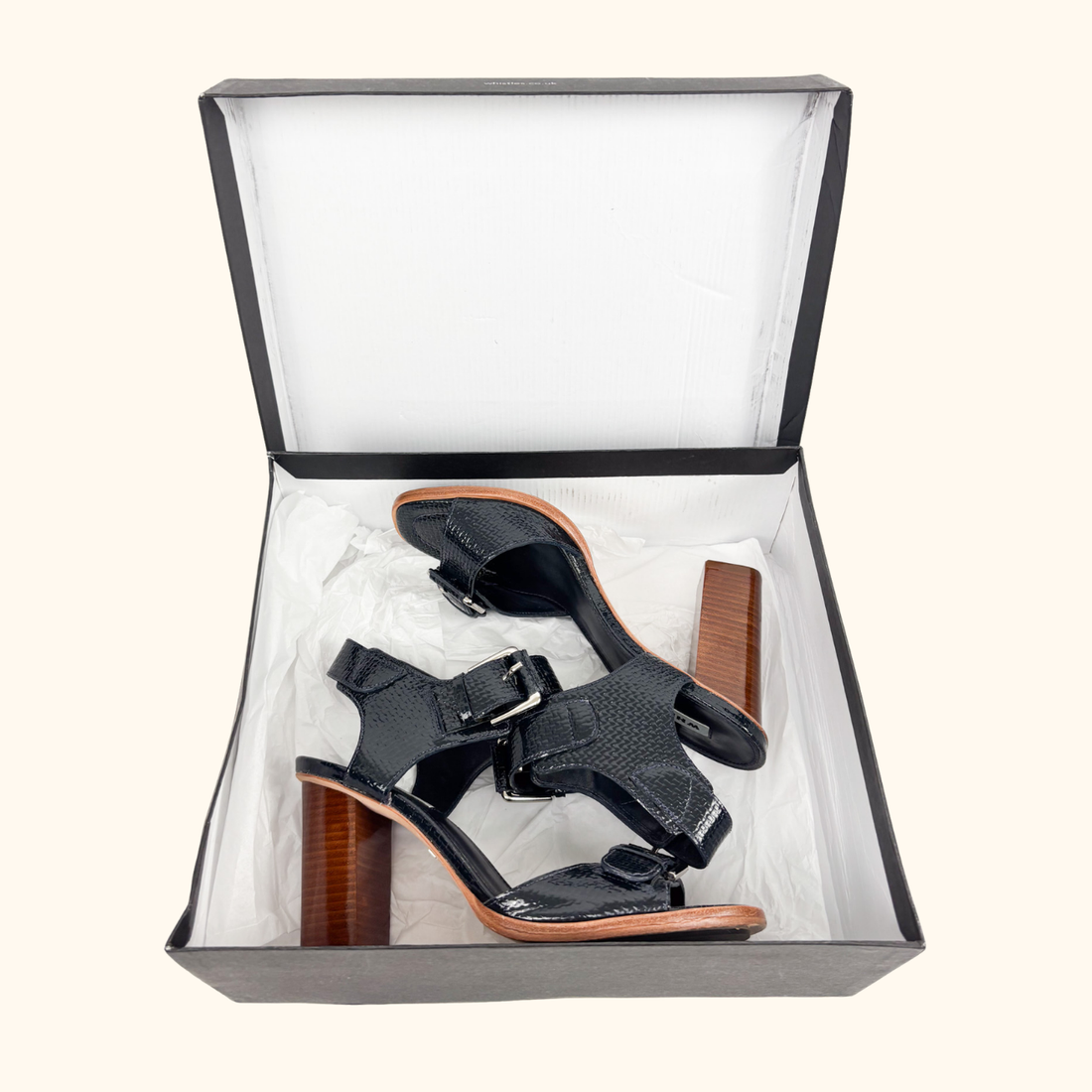 Whistles Navy Gia Block Heel Sandals - Size 6
