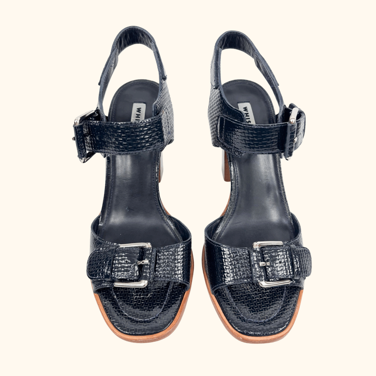 Whistles Navy Gia Block Heel Sandals - Size 6 Whistles