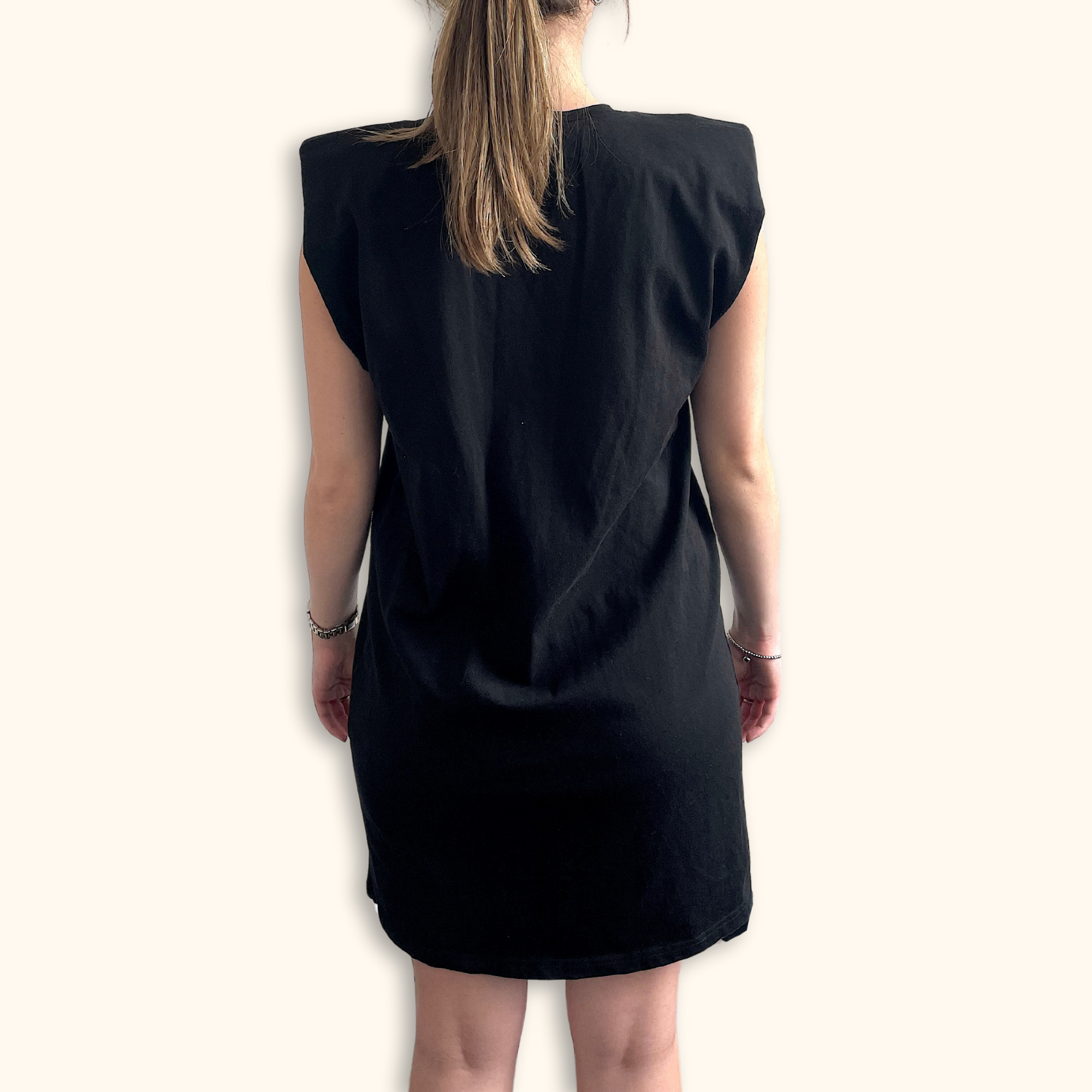 Zara Black Sleeveless Dress with Padded Shoulders - Size Small - Zara - Dresses