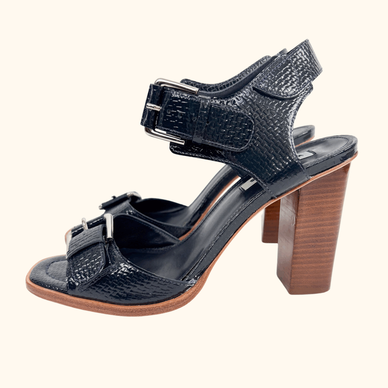 Whistles Navy Gia Block Heel Sandals - Size 6 Whistles