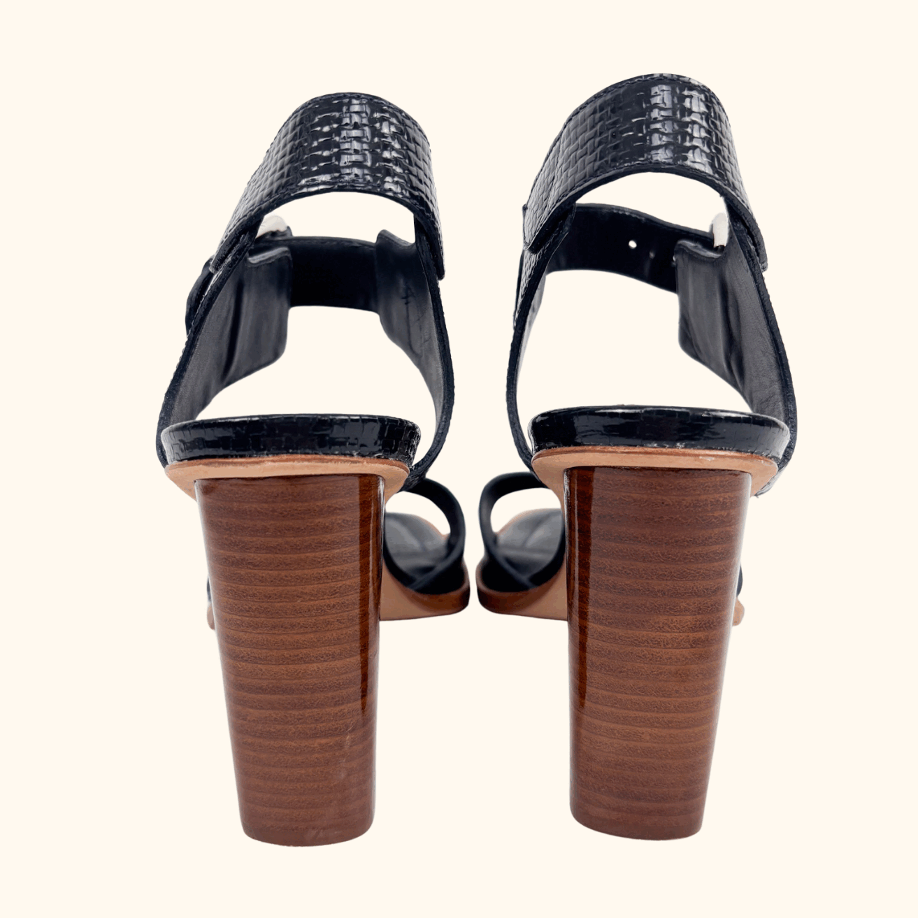 Whistles Navy Gia Block Heel Sandals - Size 6 Whistles