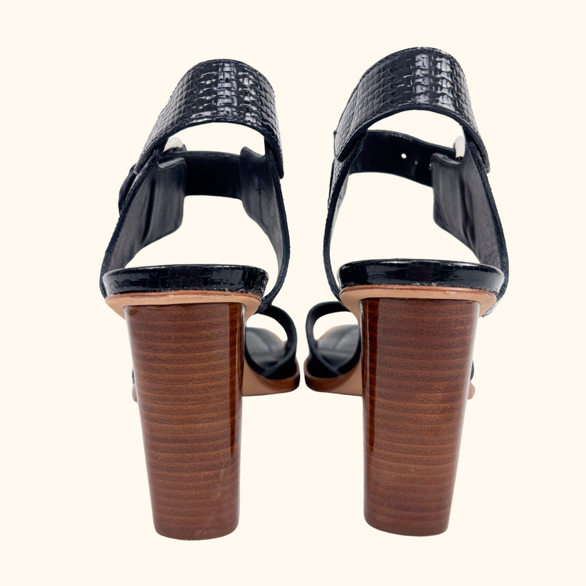 Whistles Navy Gia Block Heel Sandals - Size 6