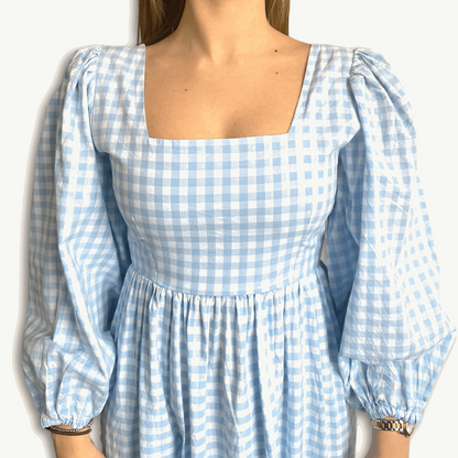 Molby The Label Blue Gingham Short Sleeve Midi Dress - Size 8 - Never fully dressed - Dresses