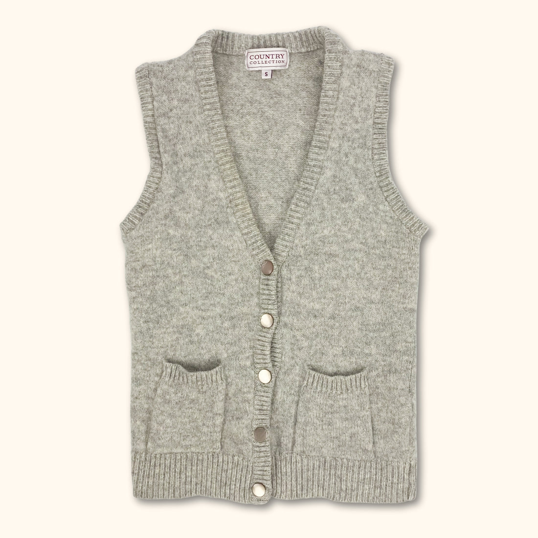 100% Wool Grey Button Up Sweater Vest Size - Size Small -  - Knitwear