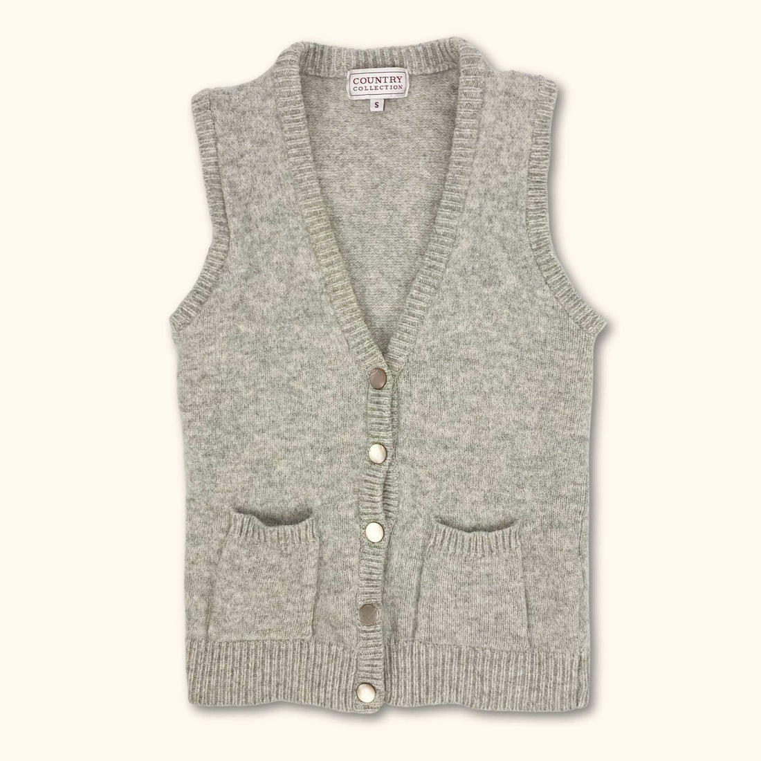 100% Wool Grey Button Up Sweater Vest Size - Size Small -  - Knitwear