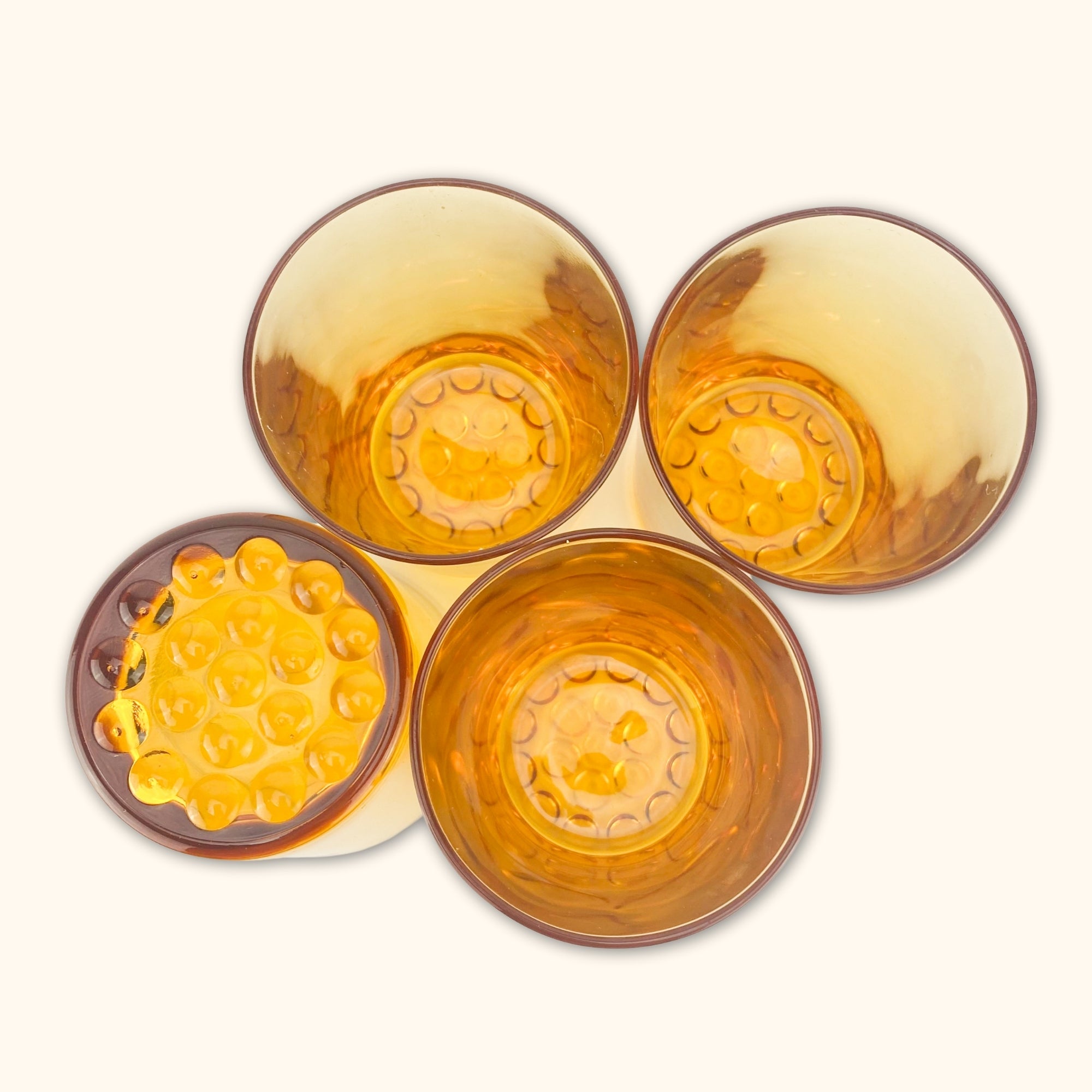 Hobnail Amber Drinking Glasses - Set of 4 -  - Glasses