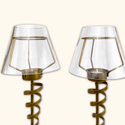 Gold Tea Light Twisted Tea Light Holders - Set of 2 -  - Candles &amp; candle holders