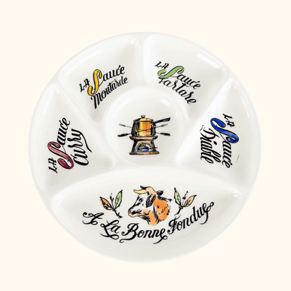Vintage 1970s Gien France Fondue Section Plate Gine France