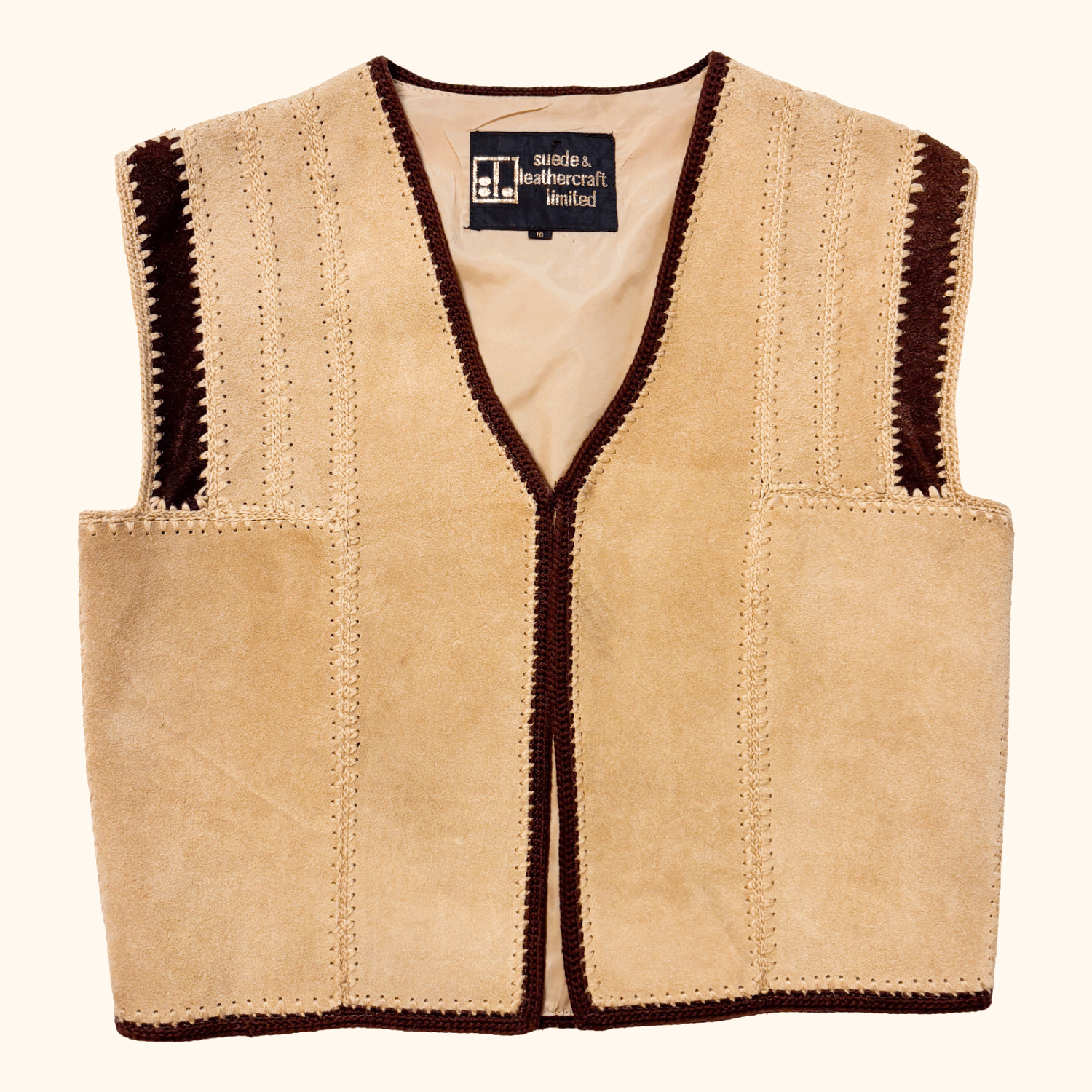Vintage 1970s Brown Suede Leather Vest - Size 16 Suede and Leathercraft Ltd