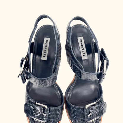 Whistles Navy Gia Block Heel Sandals - Size 6 Whistles