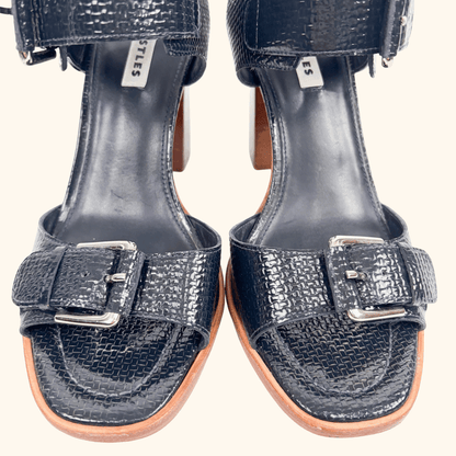 Whistles Navy Gia Block Heel Sandals - Size 6 Whistles