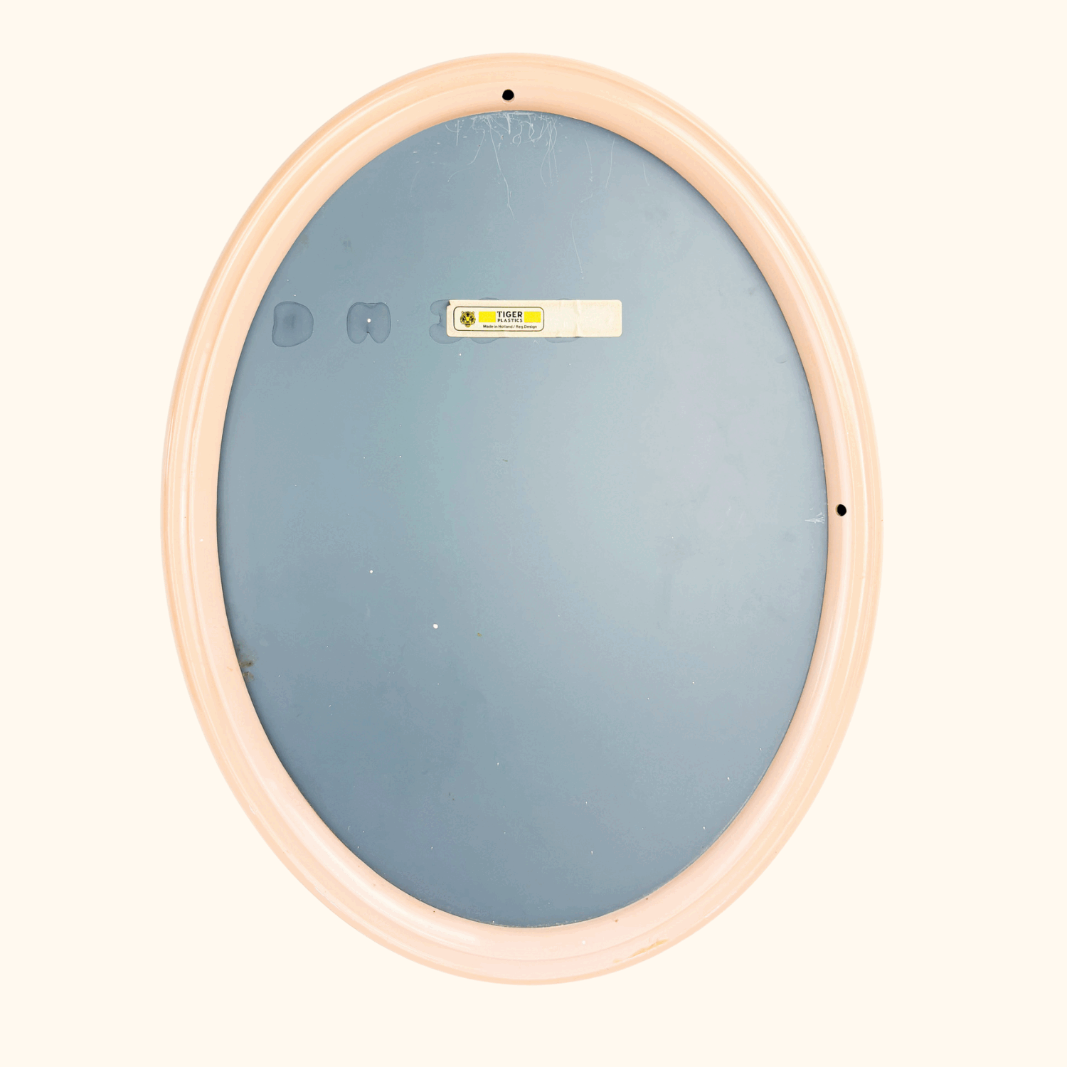 Space Age Tiger Plastics Vintage 1970s Oval Mirror Peach Tiger Plastics
