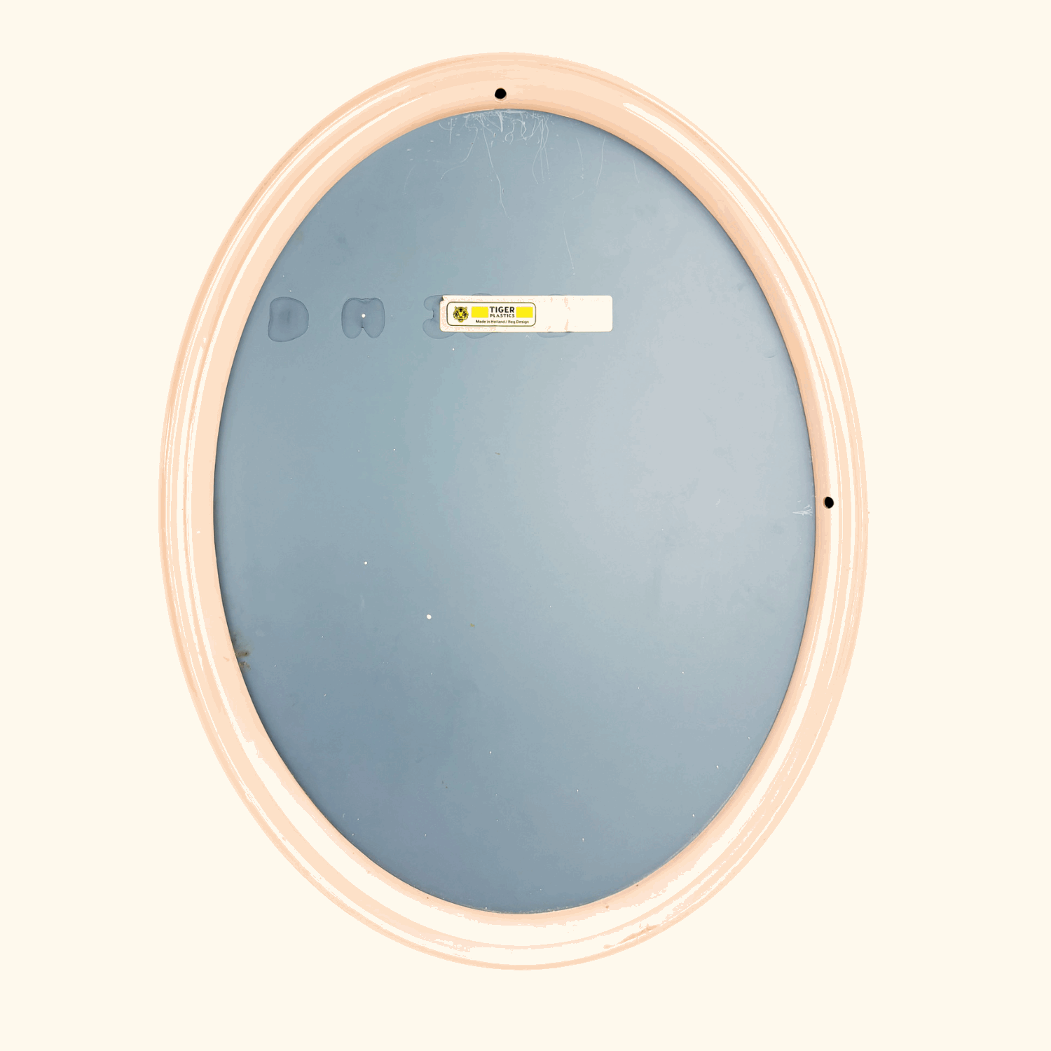 Space Age Tiger Plastics Vintage 1970s Oval Mirror Peach Tiger Plastics