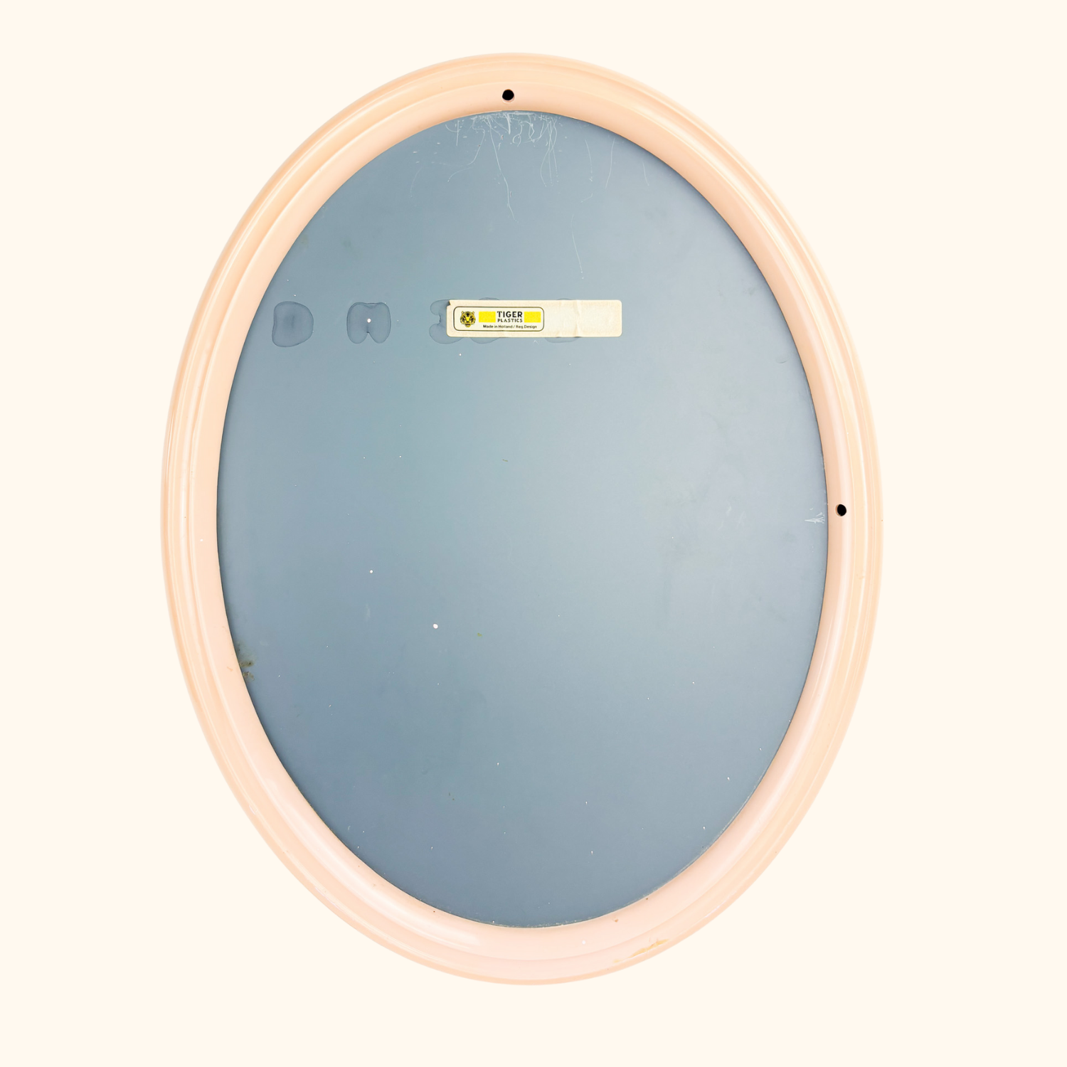 Space Age Tiger Plastics Vintage 1970s Oval Mirror Peach Tiger Plastics