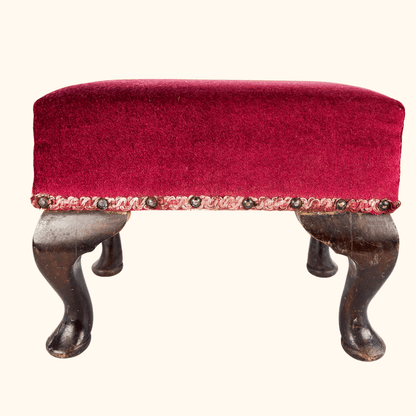 Vintage 1998 Red Velvet Upcycled Small Footstool Sunshine Thrift