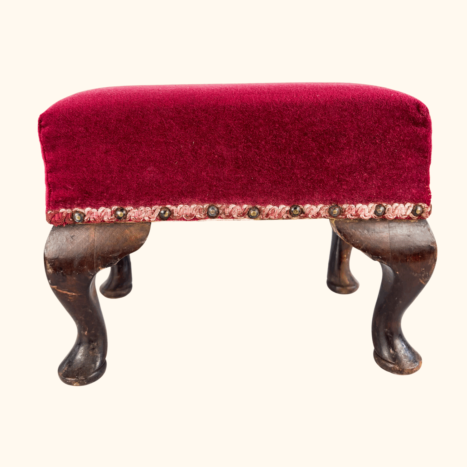 Vintage 1998 Red Velvet Upcycled Small Footstool Sunshine Thrift