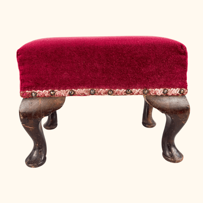 Vintage 1998 Red Velvet Upcycled Small Footstool Sunshine Thrift