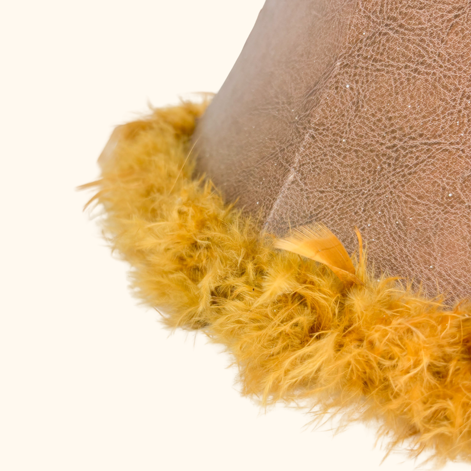 Brown Leather Lampshade Feather Trim Sunshine Thrift