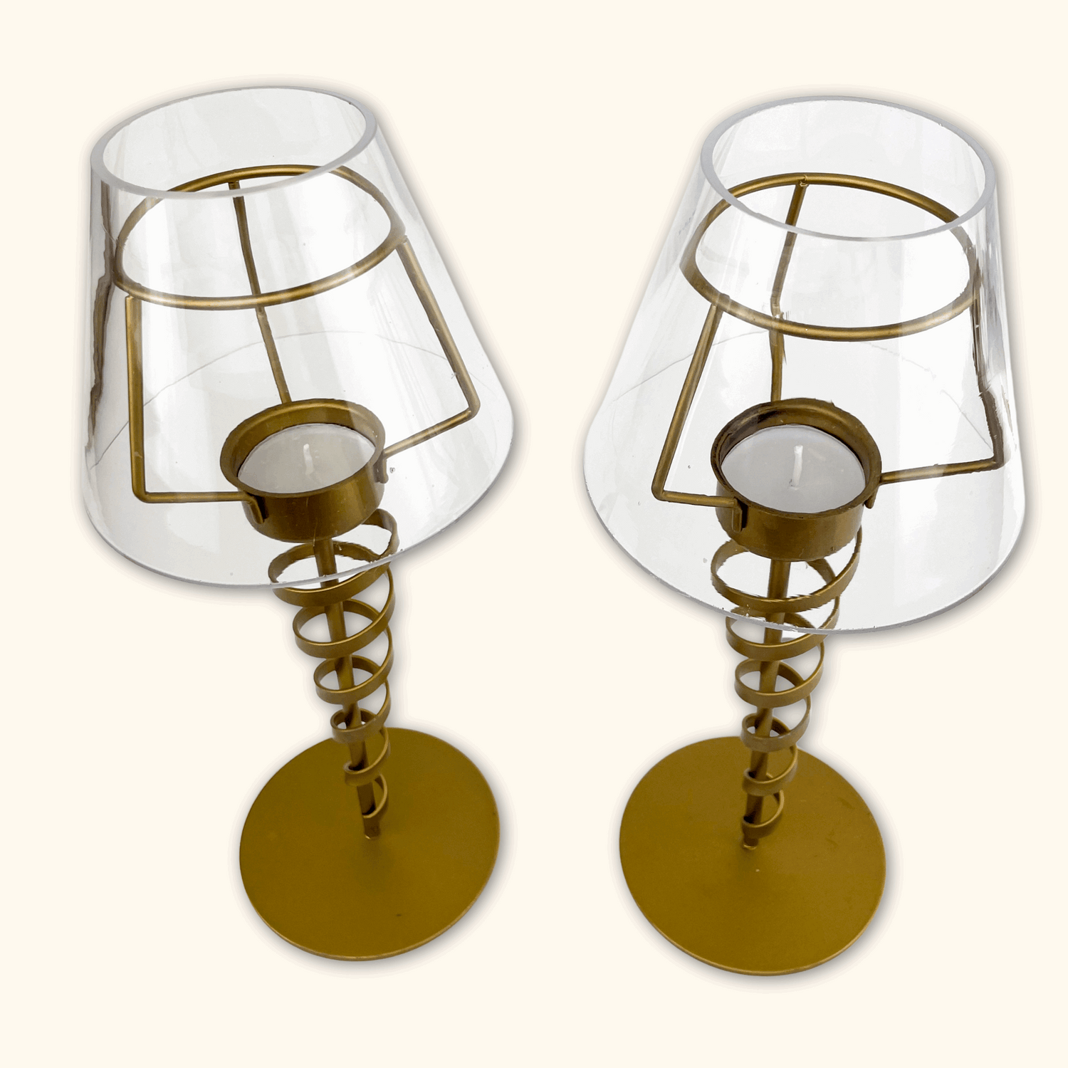 Gold Tea Light Twisted Tea Light Holders - Set of 2 -  - Candles &amp; candle holders