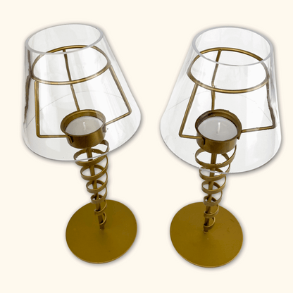 Gold Tea Light Twisted Tea Light Holders - Set of 2 -  - Candles &amp; candle holders