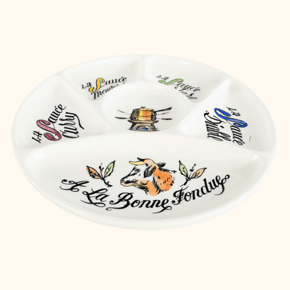 Vintage 1970s Gien France Fondue Section Plate Gine France